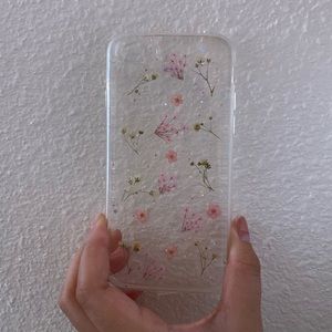 Clear case with pressed flowers, handmade